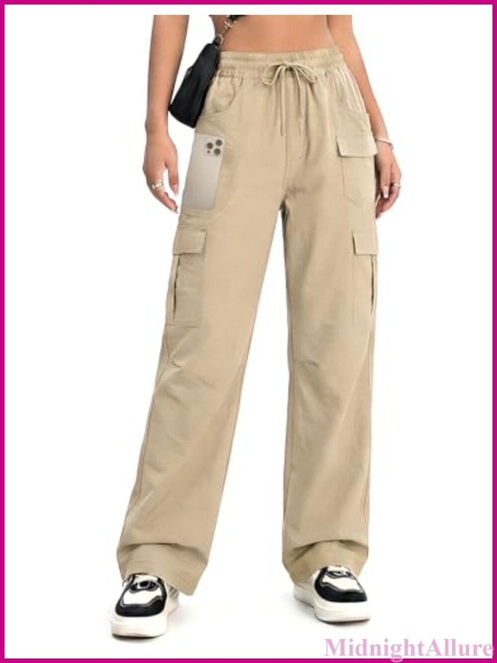 Women's Quick Dry Cargo Hiking Pants High Rise Straight Leg Outdoor Travel